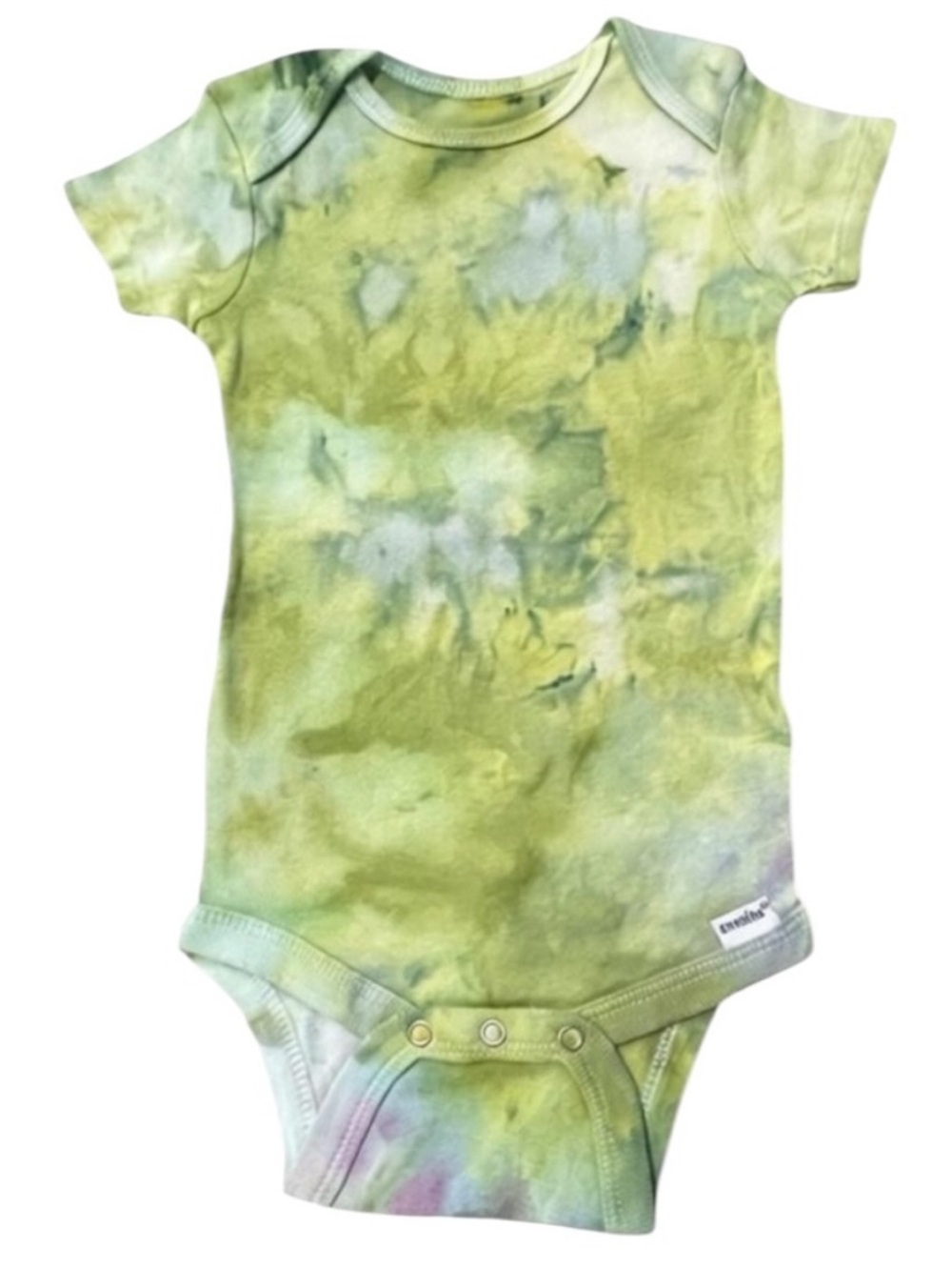 NWOT Handmade Tie-Dye Green Short-Sleeve Baby One-Piece Bodysuit Onesie